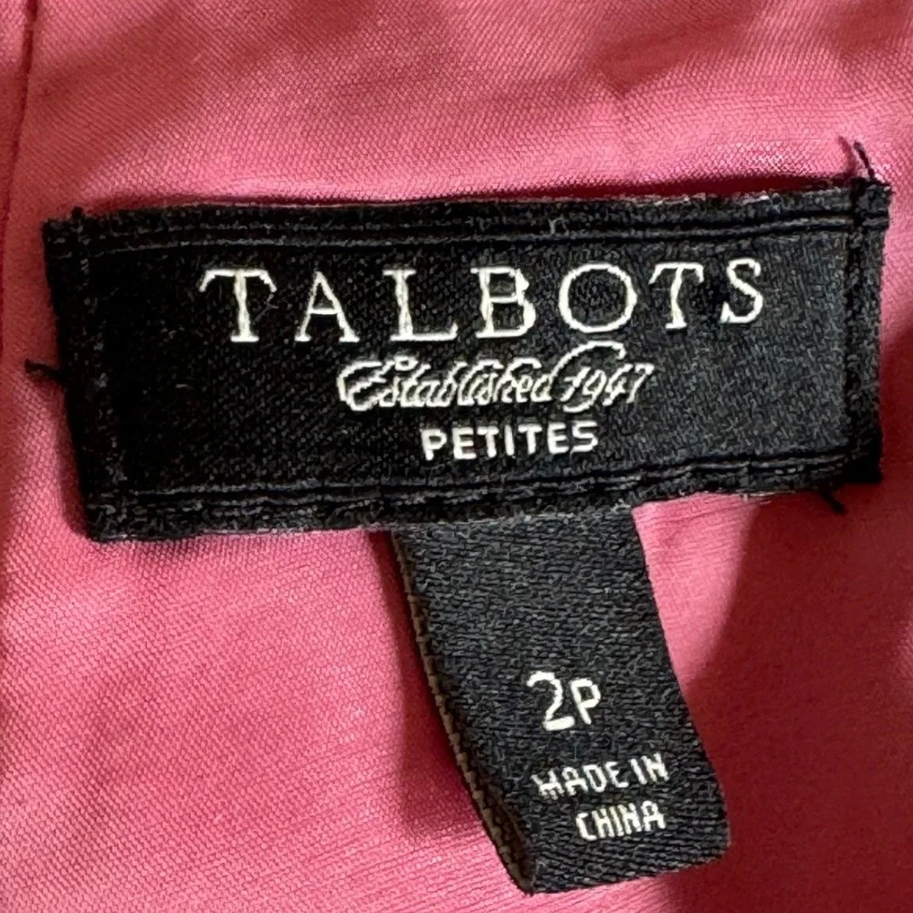 Talbots Pink Cotton Silk Textured Sheath Dress Notched Neck 2P Sleeveless